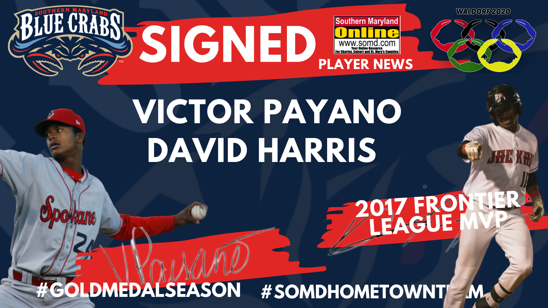 2017 Frontier League MVP, David Harris, and Victor Payano Sign With Blue Crabs